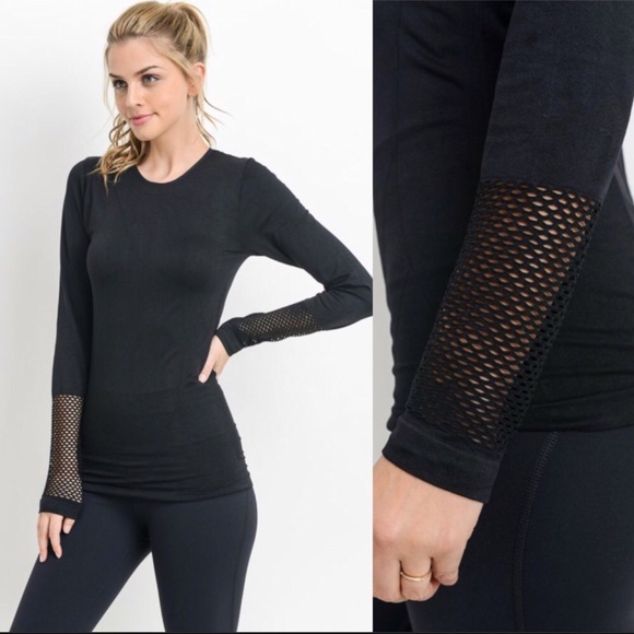 Black Fishnet Long Sleeve Top - Picture 3 of 3